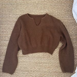 Chocolate brown cropped sweater, size small